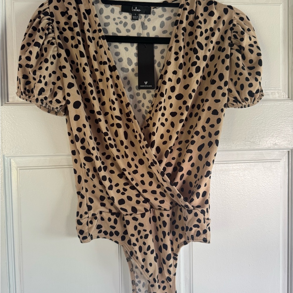 Lulu's Black Spotted Tan Bodysuit